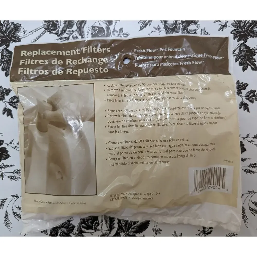 NWT Petmate Fresh Flow Pet Fountain Unbendable Replacement Filters 3-3 Packs